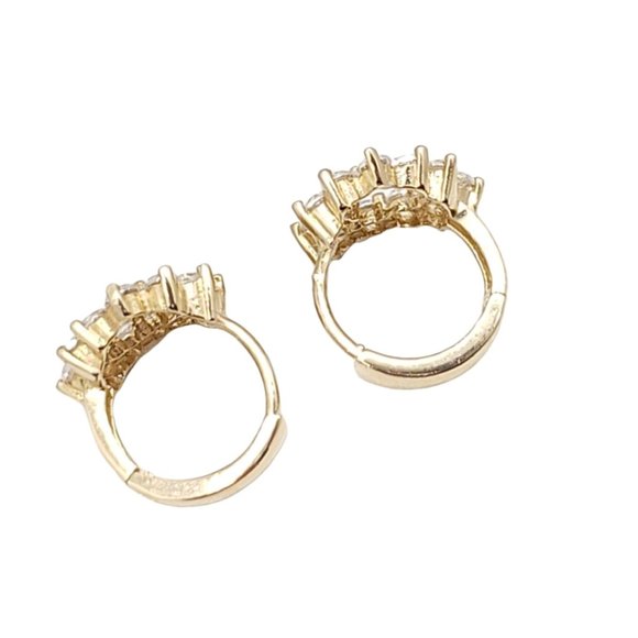 14k REAL GOLD Fancy Heart CZ Earrings - Picture 8 of 12